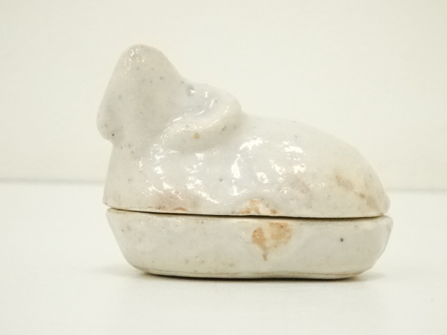  志野焼　野中春清造　干支未香合（共箱）